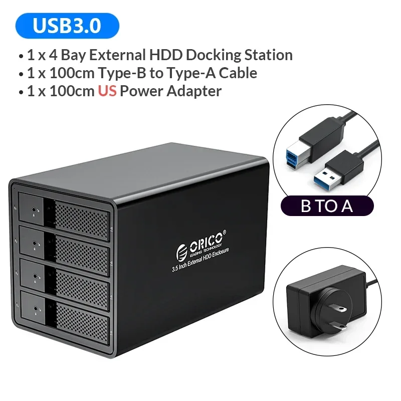 ORICO 3.5 Inch Hard Drive Enclosure Aluminum Enclosure 4 Bay SATA
