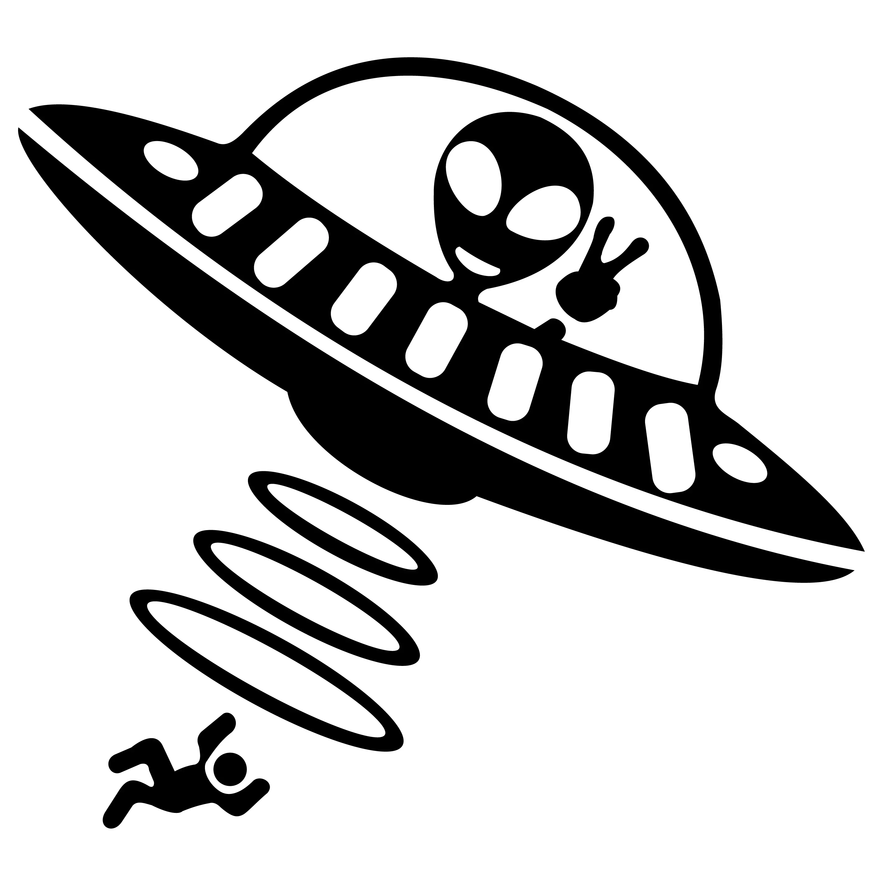 UFO Fun-calcomanía creativa para coche Jeep, papel decorativo, vidrio de viento, abducción de alienígena, calcomanía reflectante impermeable de dibujos animados, 10cm, nuevo diseño