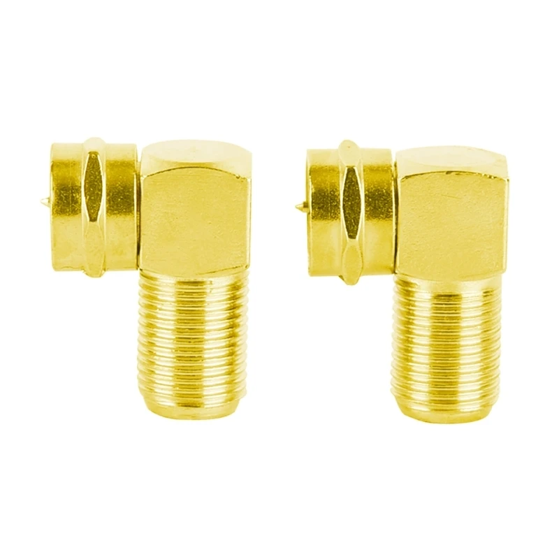 

90 Degree Coaxial Connector 2-Pack F Type Right Angle Male to Female RF Coax Cable Adapter for Satellite Receiver Drop Shipping