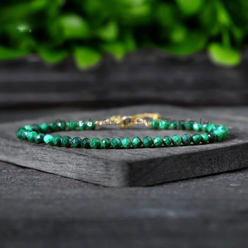 سوار رائع من كريستال الملكيت، سوار بسيط من الأحجار الكريمة الطبيعية #3