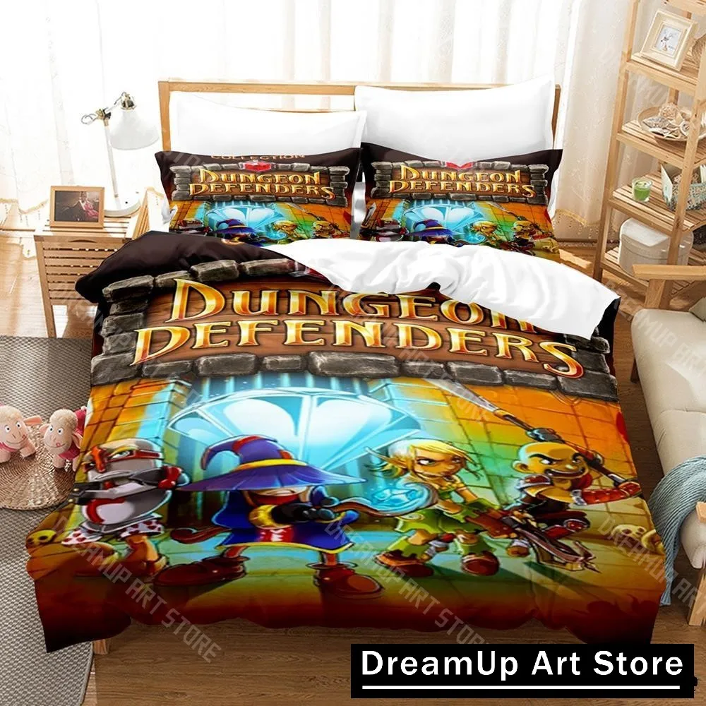 3D Printed Dungeon Defenders Game Bedding Set for Boys Girls Duvet Cover Pillowcase Twin Queen King Full Single Double Sizes