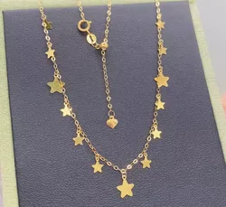 18k gold necklaces for women fine gold stars necklace adjustable chains au750 jewelry 45cm
