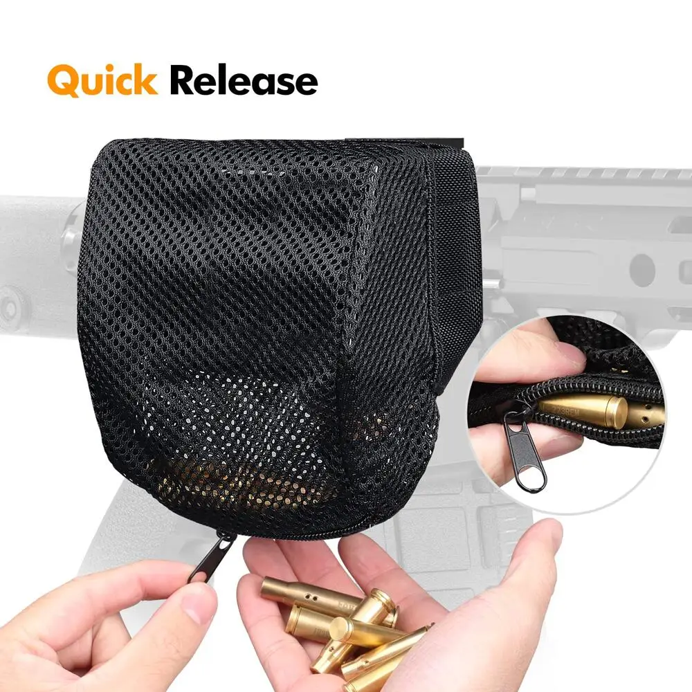 Thickened Brass Catcher Pouch Quick Release Shell Catcher with Detachable Picatinny Heat Resistant Nylon Mesh for Rifle AR15