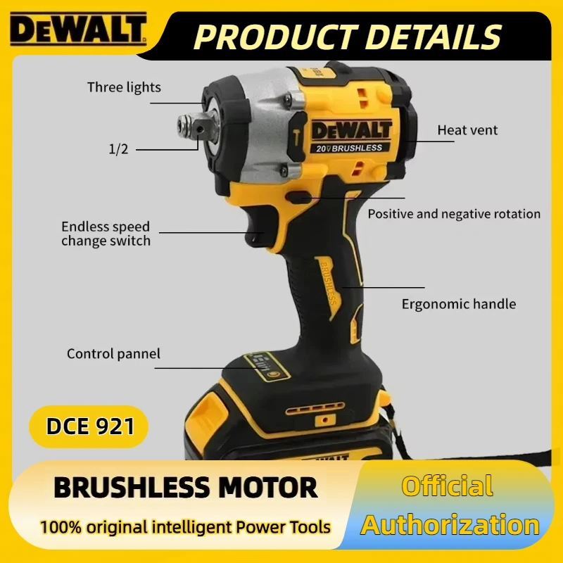 디월트 DCF921 무선 임팩트 렌치 - 가변 속도 베어 툴 프로급 성능 강력한 ATOMIC 20V MAX 1/2인치