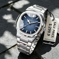 PAAZOMU Reloj de cuarzo analógico para hombre con fecha y día, correa de acero inoxidable, reloj de pulsera impermeable a la moda para hombre, reloj de cuarzo a la moda