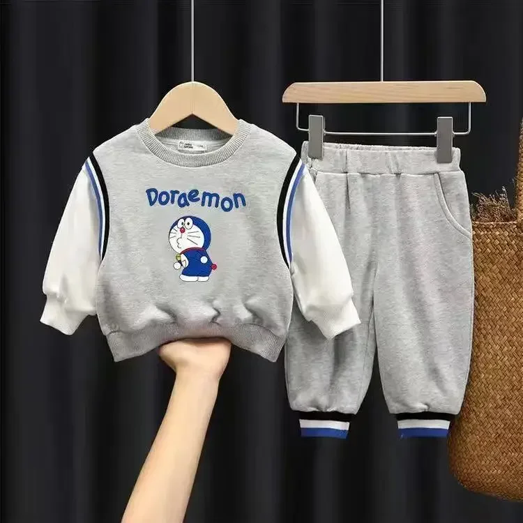 

Doraemon spring autumn children clothing set new fashion boy sweater trousers set casual sportswear 80-130cm