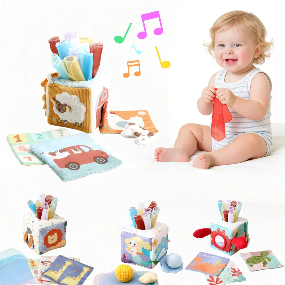 

Монтессори сенсорная игрушка-куб для малышей 0-12 месяцев: мягкий хлопковый кубик с зеркалом, устойчивый к разрывам, из ткани, подарок для новорожденных