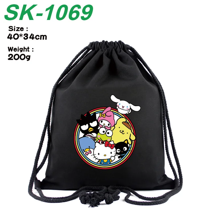 

Cute Hello Kitty Kuromi My Melody Cinnamoroll Printed Drawstring Backpack Canvas Storage Bag Outdoor Leisure Sport Travel Gift