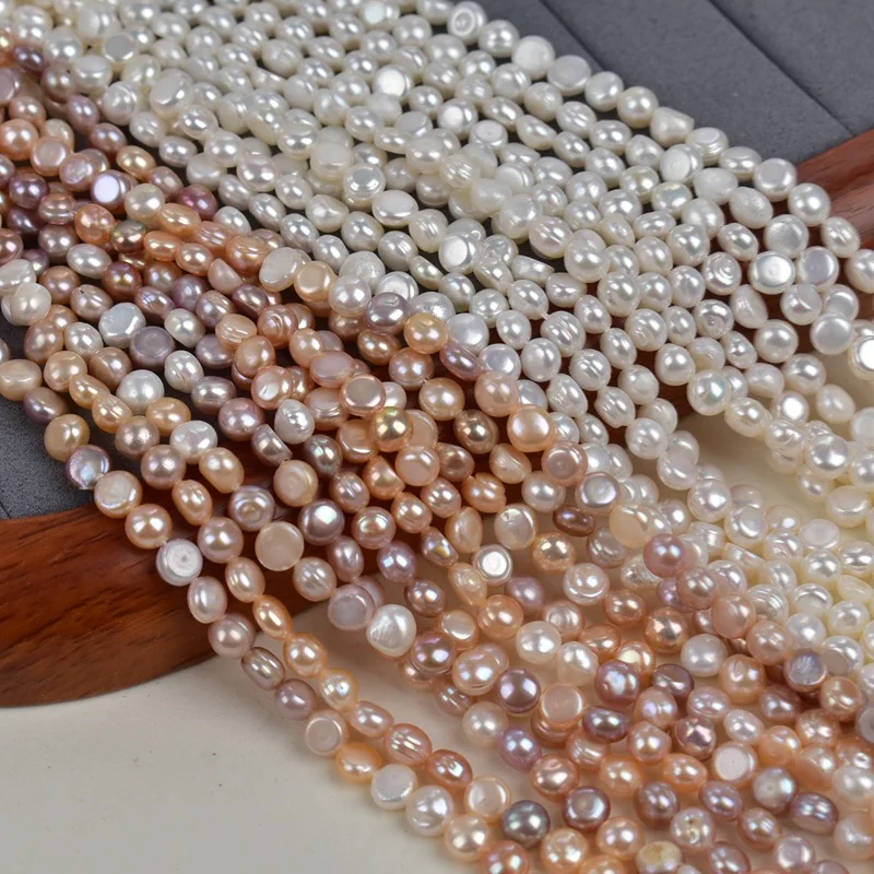 Natural Freshwater Pearls Irregular Shaped Beads 5-6mm Horizontal Hole Double-Sided Polished DIY Loose Beads Jewelry