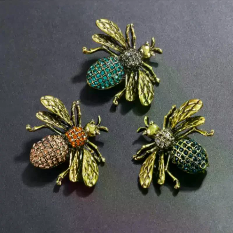 1PCS Vintage Exquisite Insect Bee Rhinestone Brooches For Women Clothing Coat Jewelry Accessries Gifts