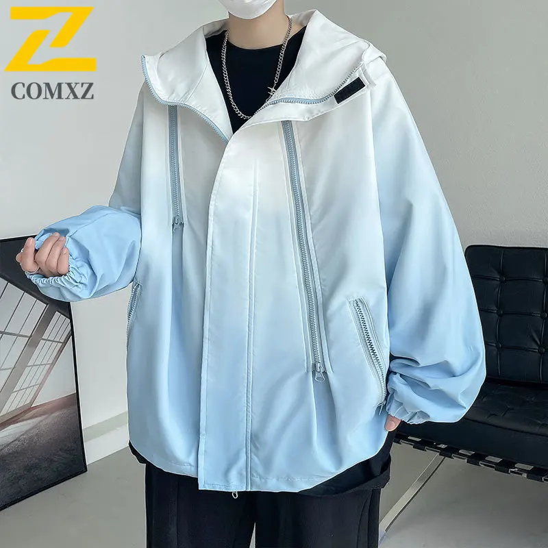 

COMXZ Spring Autumn Workwear Coat Men Jacket American style Casual Versatile Gradient Loose Fit Windbreaker Outdoor Sportswear