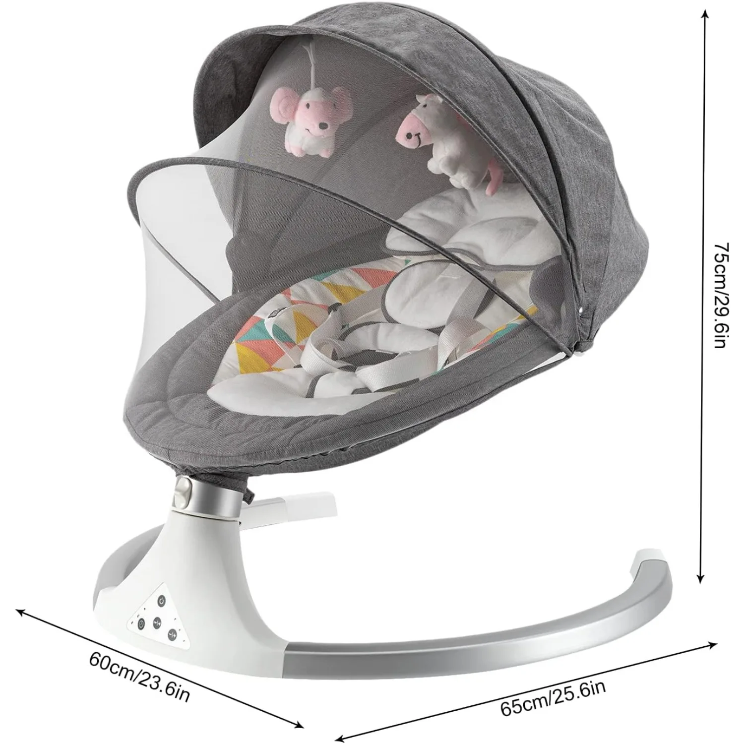 Siège transat pour nouveau-né, avec dossier pivotant, vitesse réglable, compact, portable, ergonomique, pliable, lumière vibrante