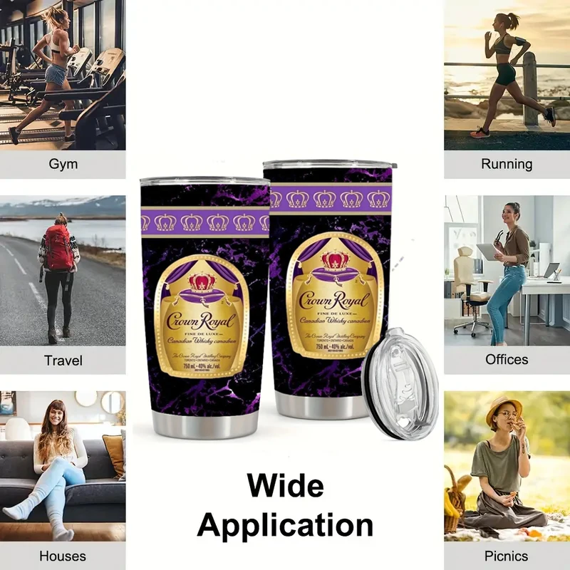 1 قطعة 20 أوقية كراون رويال ويسكي تحت عنوان الفولاذ المقاوم للصدأ، مانعة للتسرب، معزولة، غير قابلة للانزلاق، مقاومة للكسر، مثالية لعيد الميلاد