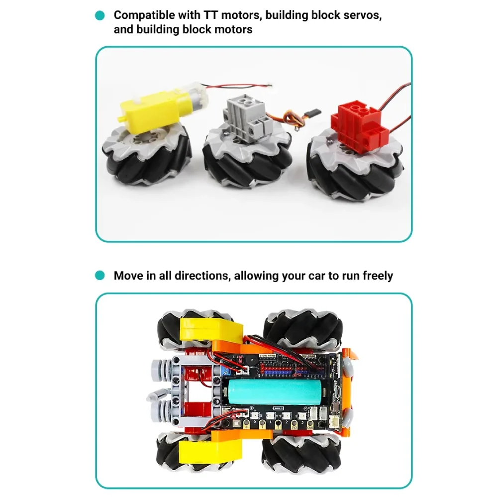 65mm Mecanum Wheel Omni-Directional Smart Car Robot DIY Building Blocks TT Motor Wheel Set of Four