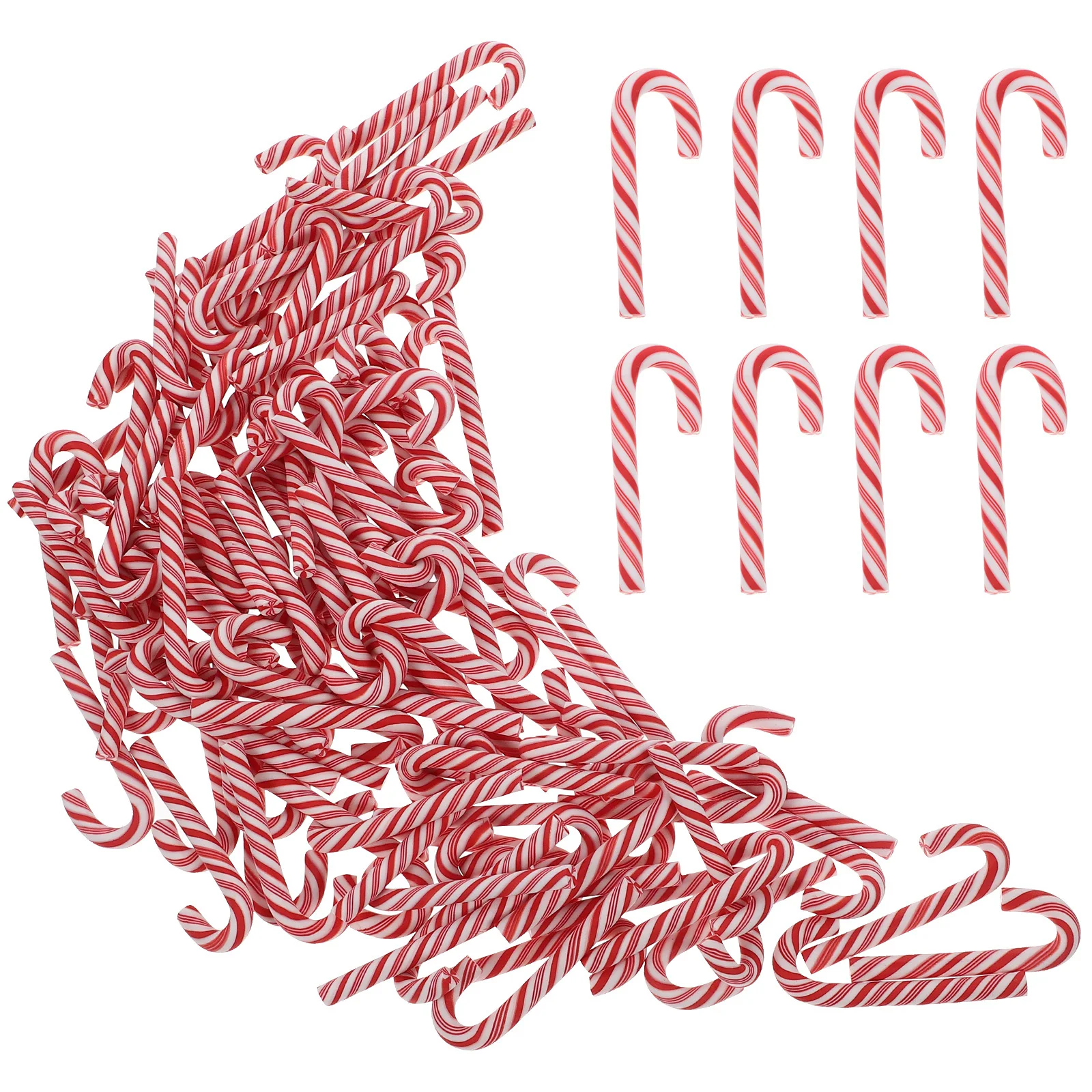 

100Pcs Resin Candy Cane Mini Charms DIY Crafts Decorations Xmas Candy Cane Accessories Multi-Function Headdress Decor