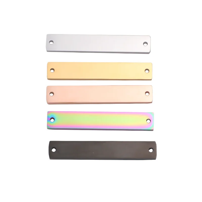 10pcs/lot Mirror Polished Stainless Steel Two Hole Rectangle Bar Connector Blank Stamping Charms For Bracelet Necklace image 6