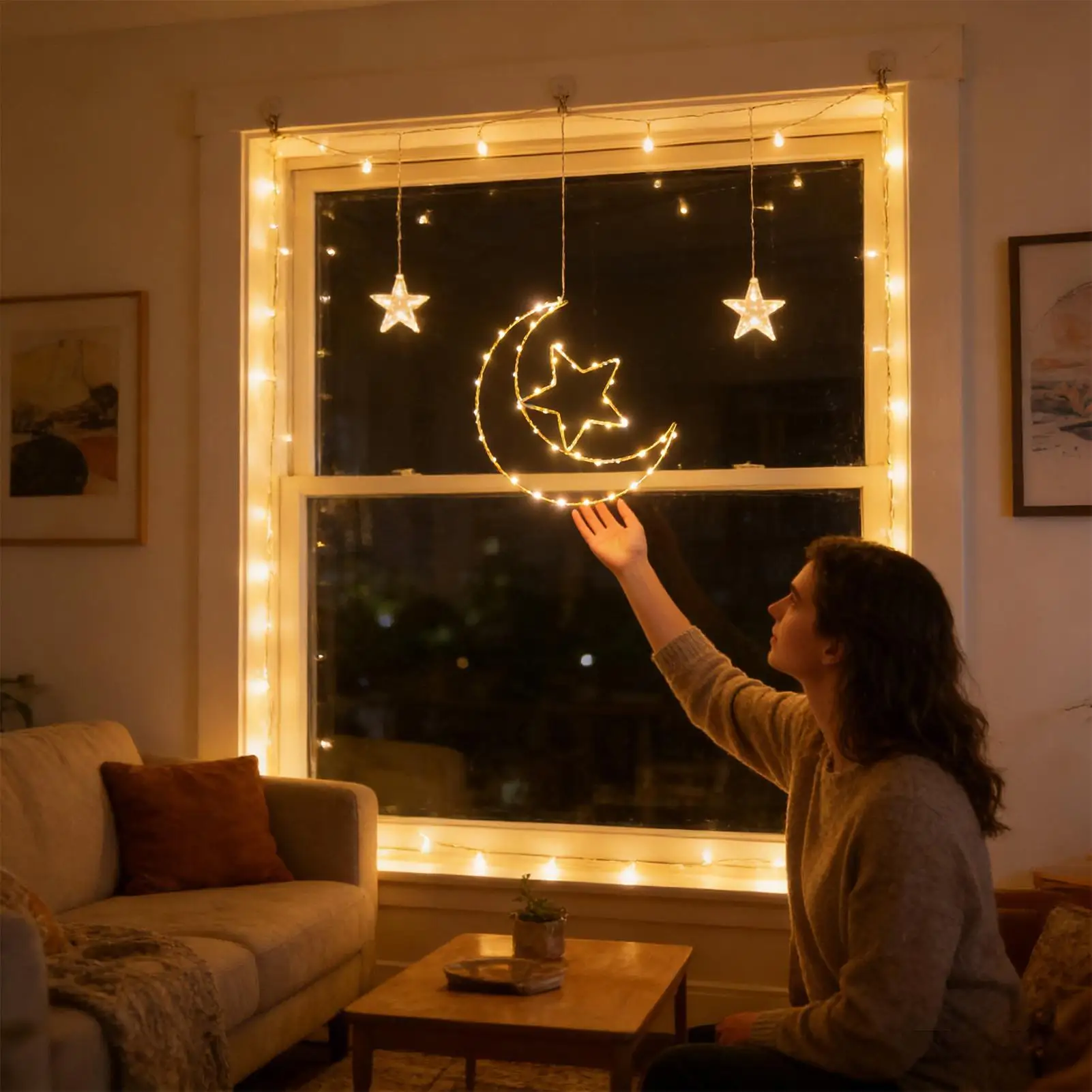 

Декоративная гирлянда на батарейках «Лунный свет» для спальни, гостиной, дверей, для использования в помещении и на улице