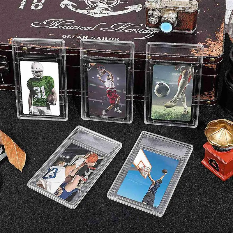 Exquisite-Trading Cards Protector Case Acrylic Clear Baseball Card Holders With Label Position Hard Card Sleeves (48 Pieces)