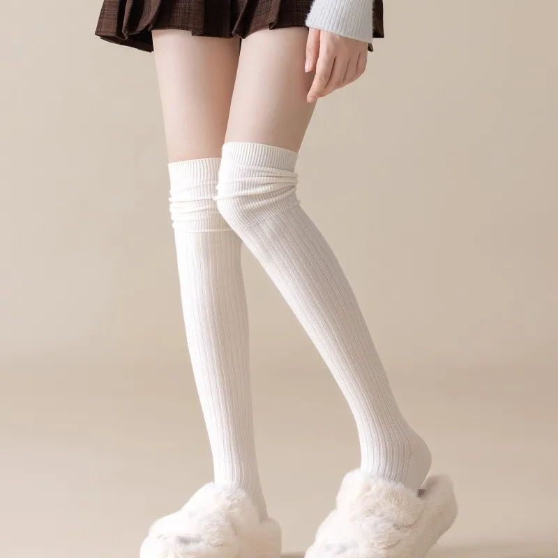 

Simple Striped Hottie Sexy Over Knee Socks Autumn Winter Warm Wool Flannelette Fashion Solid Color Outerwear Thigh High Hosiery