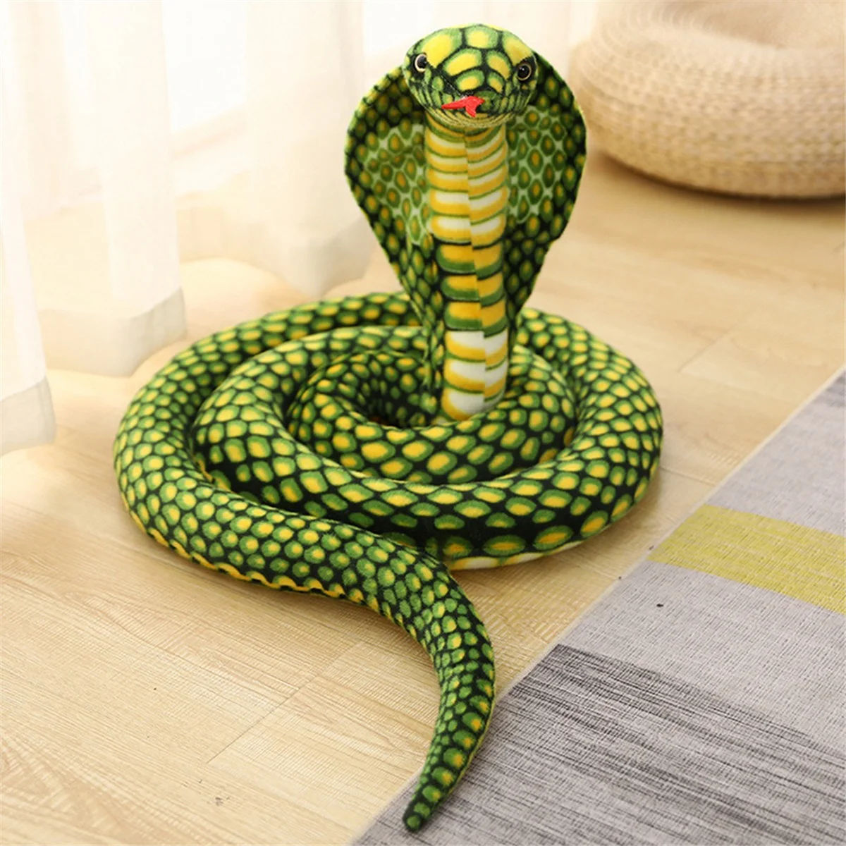 Stuffed Animal Cobra Snake Plush Stuffed Python Cobra Doll Prank Prop Animal Party Decoration Gift Green