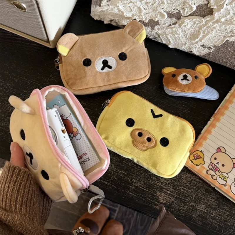 

Kawaii Rilakkumas Coin Purse Wallet Creative Peripheral Korilakkuma Ccd Storage Card Bag Couple Birthday Small Storage Bag Gifts