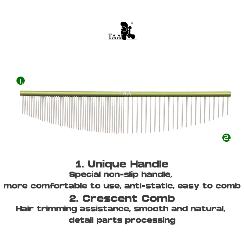 Imagem -02 - Taa Pet Grooming Pente Profissional Esparso e Denso Dentes Duplos Pente Crescente Pente para Cães Acessórios para Animais de Estimação Cabelo de Gato Nós Abertos Ferramenta para Animais de Estimação