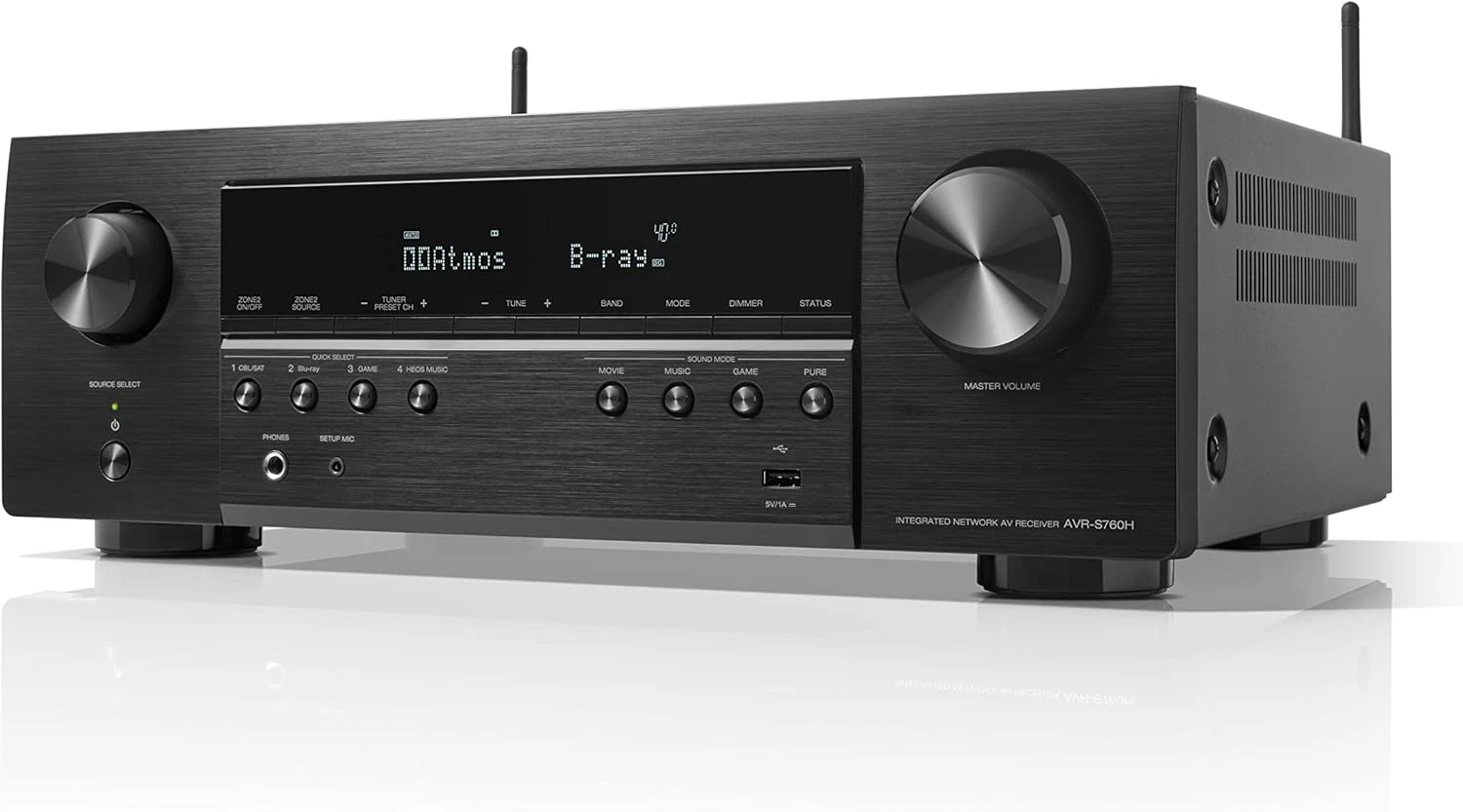 AVR-S760H 7.2 Ch AVR - 75 W/Ch (2021 Model), Advanced 8K Upscaling, Dolby Atmos Height Virtualization, DTS Virtual:X & More