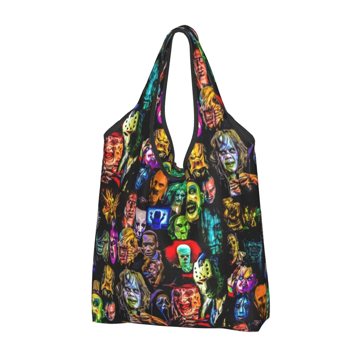 Horror Film Baddies Legends Groceries Tote Shopping Bags Fashion Chucky Alien Predator Killer Shopper Shoulder Bags Handbags