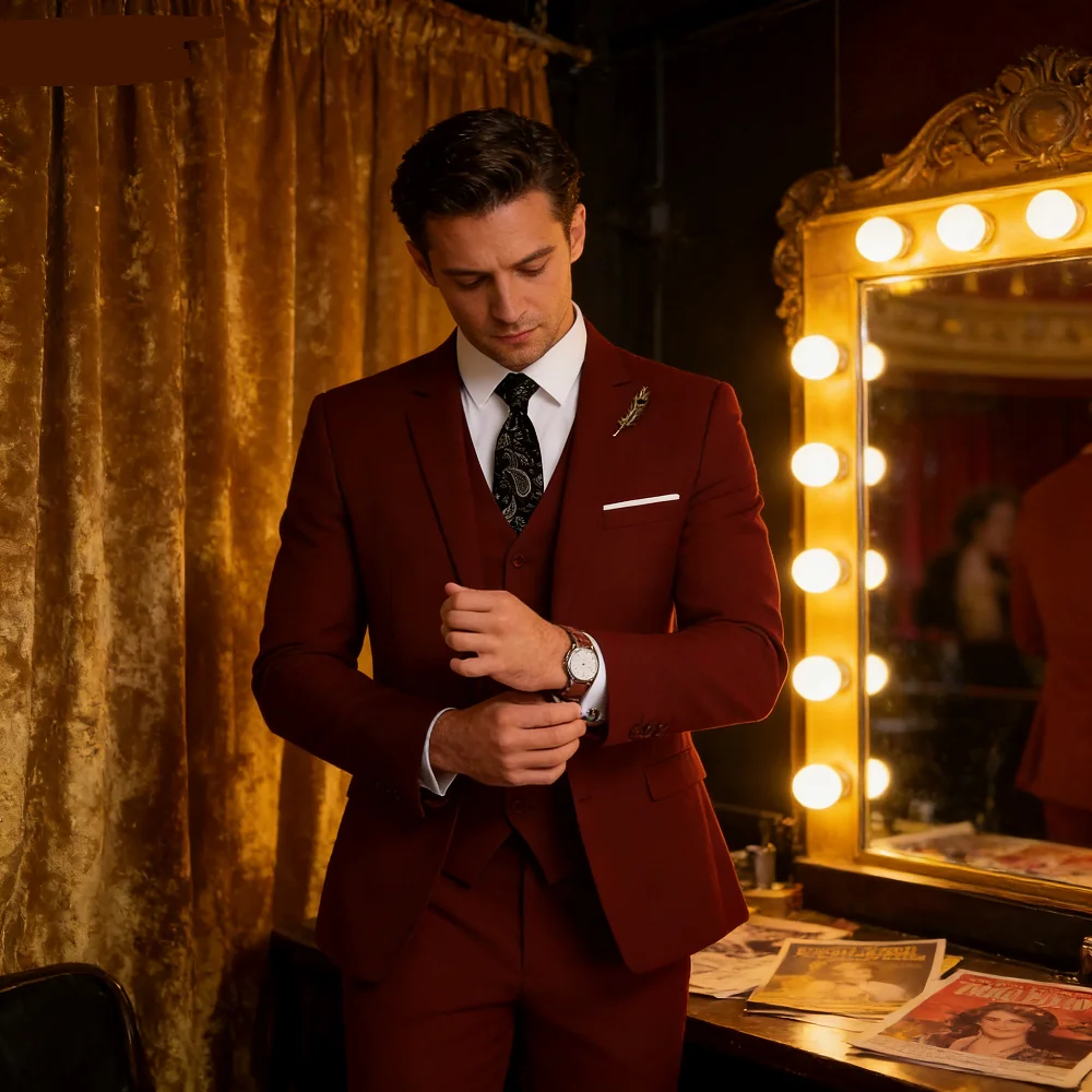 

High-Quality Slim Fit Black Men's Suit Luxury Elegant Business Wedding Fashion Clothing Conjunt