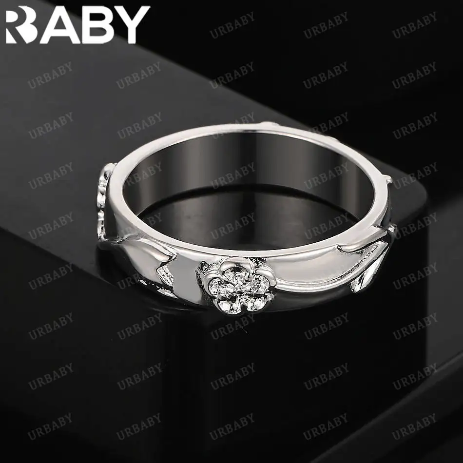 

URBABY 925 Sterling Silver Zircon Bouquet Fine Ring For Women Fashion Jewelry Charm Grace Wedding Engagement Accessories