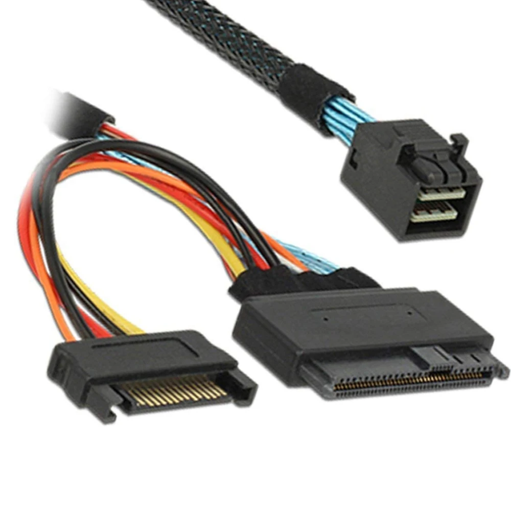 Wewnętrzny adapter PCIe 4.0 Mini SAS SFF-8643 na U.2 SFF-8639 SSD z 15-pinowym kablem zasilającym SATA (męski) — zdjęcie produktu 5