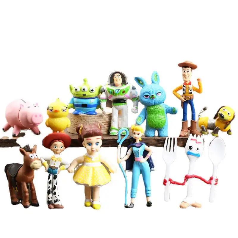 شخصيات ألعاب ديزني من كلوريد البولي فينيل ، وودي ، جيسي ، باز ليير لايت ، بولسي ، موديل ، مجموعة زخرفة سطح المكتب ، هدية عيد ميلاد ، 12 مجموعة