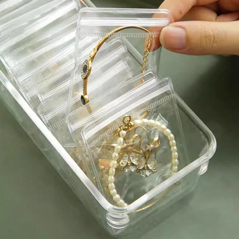 

10Pcs Transparent PVC Jewelry Pouches Zip Storage Bag For Earring Necklace Jewelry Anti-Oxidation Display Packaging Bags