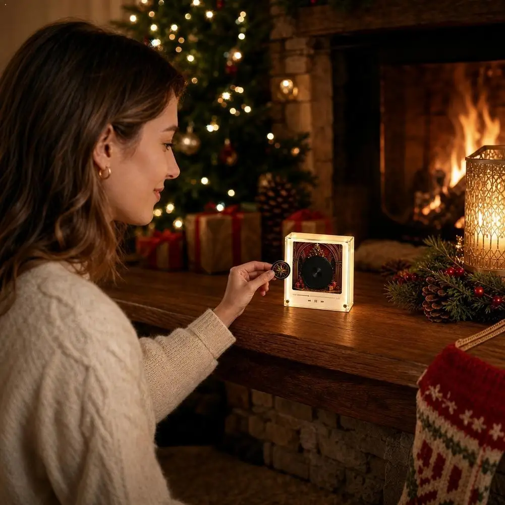Christmas NFC Sensing Song Player Automatic Singing Refrigerator Magnetic Sticker Acrylic Rotary Disc Machine Gifts