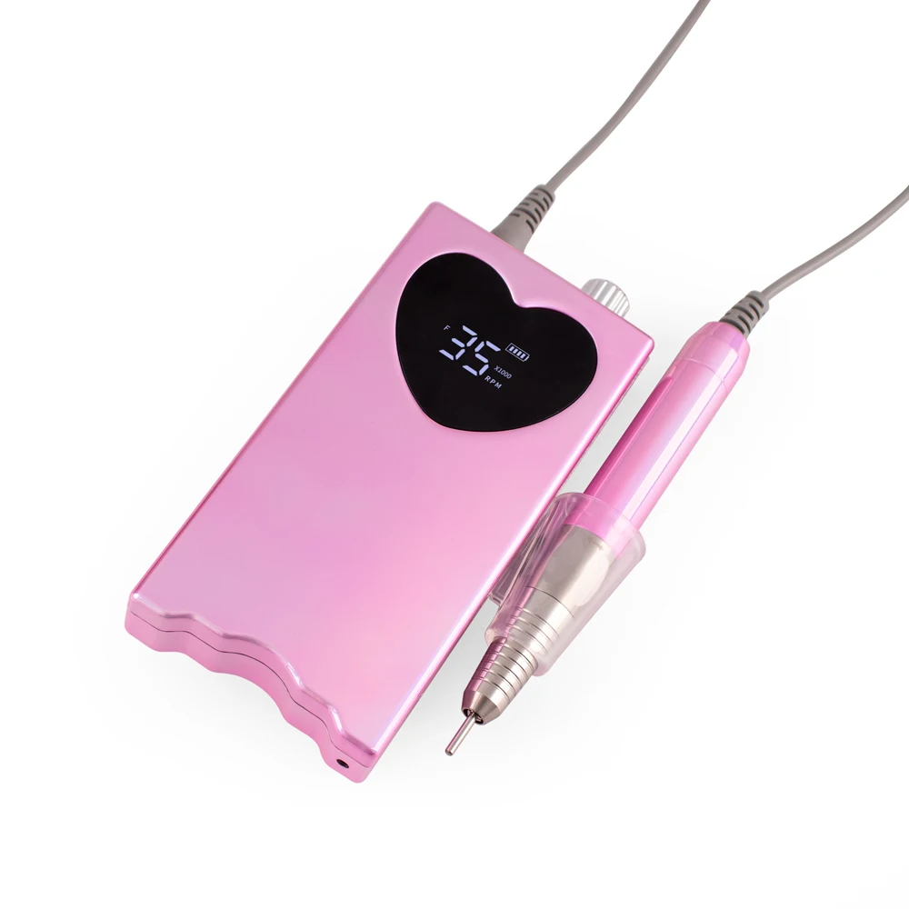 Perceuse à ongles en Gel léger rose métallique, 35000 tr/min, lisse, haute puissance, sans fil, Portable, moteur sans balais