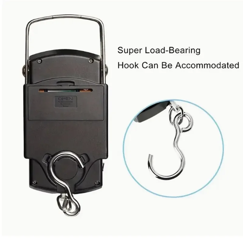 50kg/10g Portable LCD Electronic Hand Scale Travel Hanging Scale with 100cm Long Retractable Measuring Tape