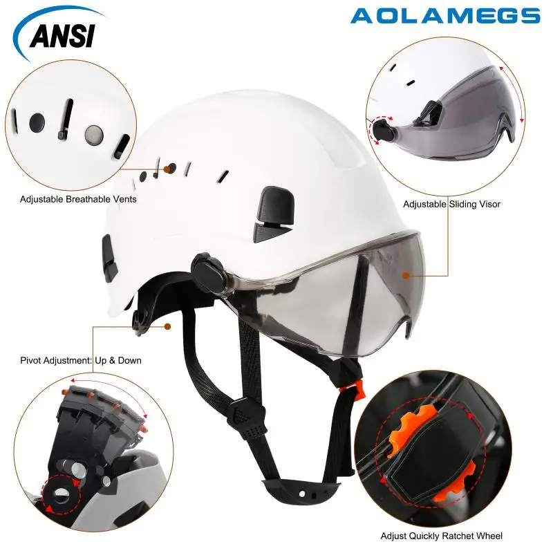 Bluetooth 5.0 Earmuffs Safety Helmet With Visors ANSI Head Protection for Engineer ABS Construction Hard Hat Industrial Work Hat