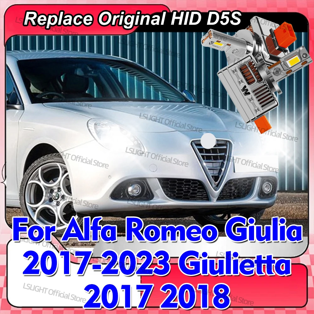 

2x HID-LED лампы D5S для фар, 30000 лм, сверхъяркие, 6000K, для Alfa Romeo Giulia 2017-2023, Giulietta 2017-2018, прямая замена