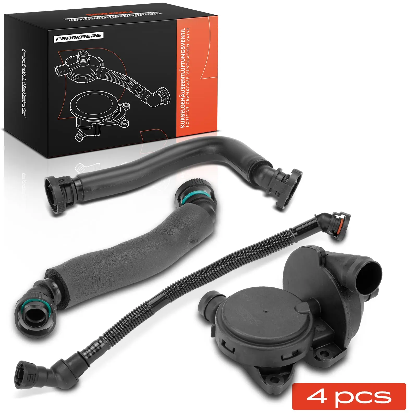 Frankberg 4x reparatieset krukasbehuizing ventilatie voor BMW 1 Serie 3 Serie Touring E87 E90 E91 318i 11157533341 11617526654 11157542633