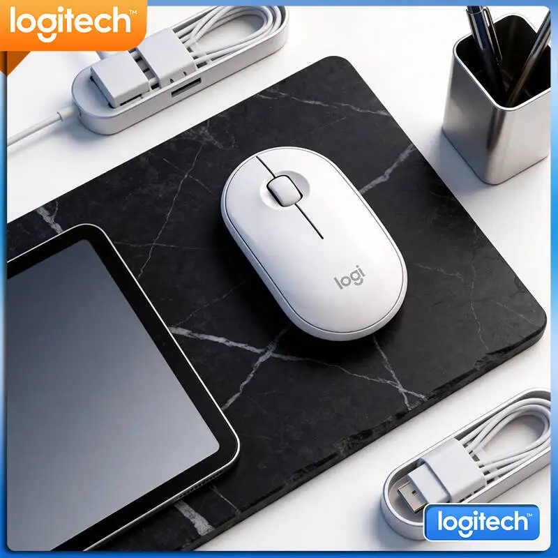 Logitech M350 Pebble Office Mouse - Minimalist Design, Silent Scroll, 10m Range, Recycled Plastic, Eco-Friendly Build