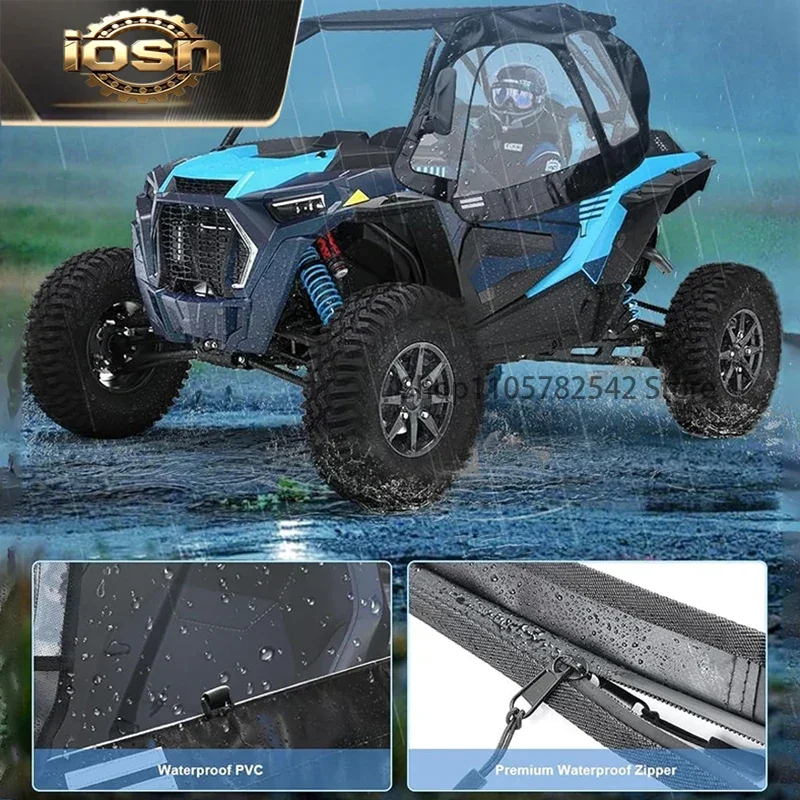 IOSN Soft Upper Doors for Polaris RZR XP 1000（2 Seater Model） – Soft Cab Enclosures Upgraded Zippers & Side Mirror Compatibility
