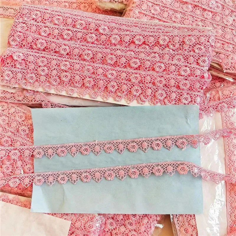 15Yards 1.3cm Wide Shiny Gradient Pink Flower Hollow Venise Diy Venice Lace Clothing Accessories Of Various Garment,Bra.Skirt