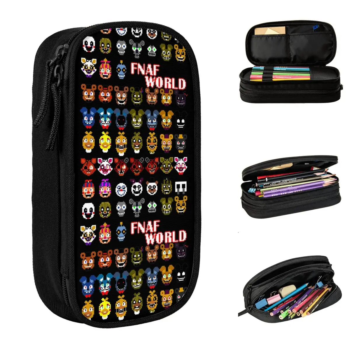 fnaf filme lapis cases com ziper criativo caneta titular bolsas para estudantes grande bolsa de armazenamento para estudantes 01