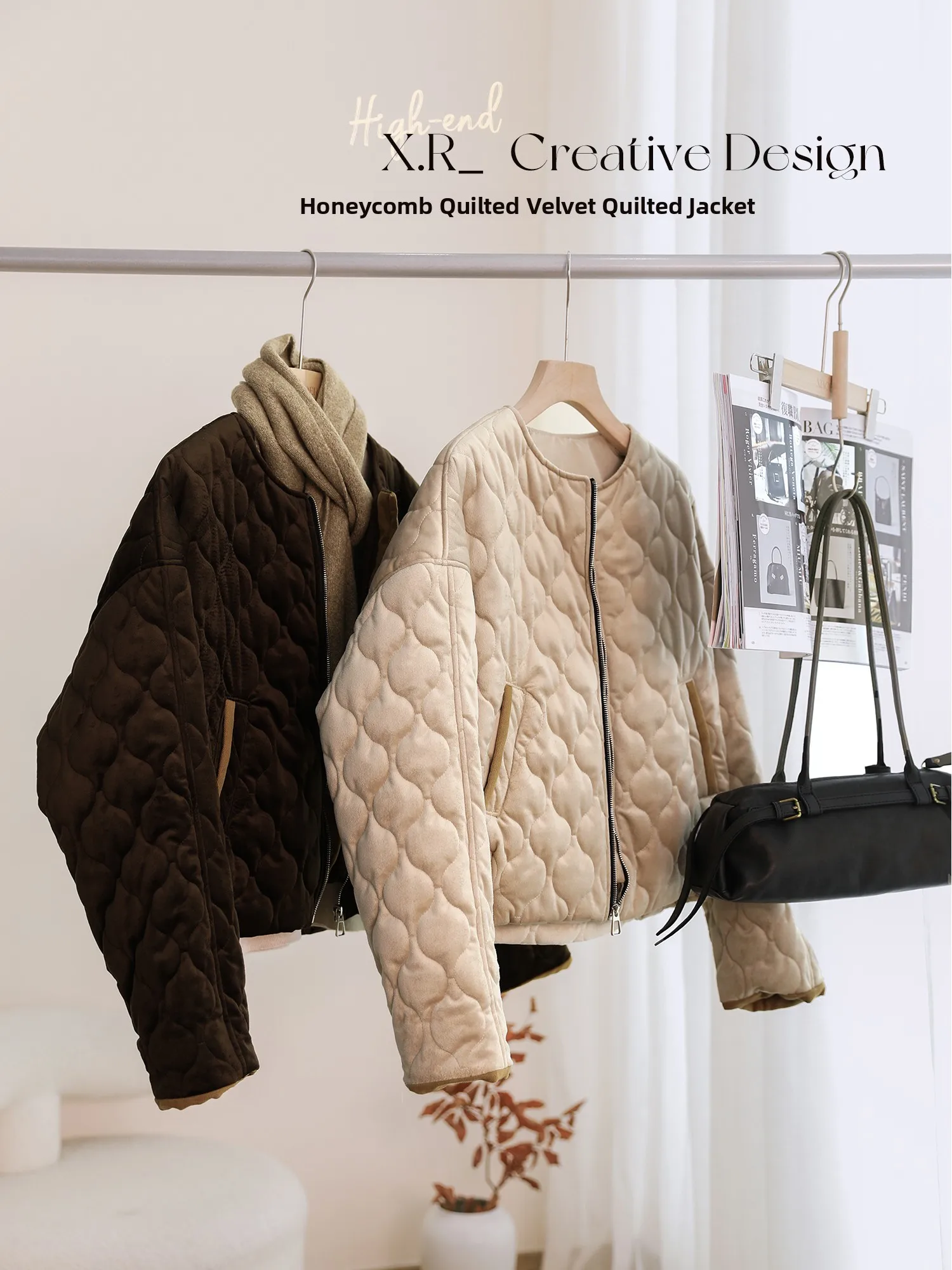 

Fce Lined Wide Ne Cotton Jaet Свободный крой с круглым воротником Длинная застежка-молния Цвет для поездок на работу Бархатная замша