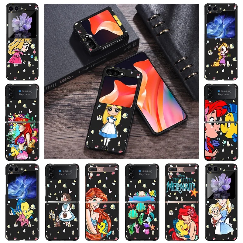 Hard Phone Cases Luxury Little Mermaid Cute Cover for Samsung ZFlip6 5G Galaxy Z Flip5 Flip4 Flip3 Flip 6 5 4 3 Shell Fundas