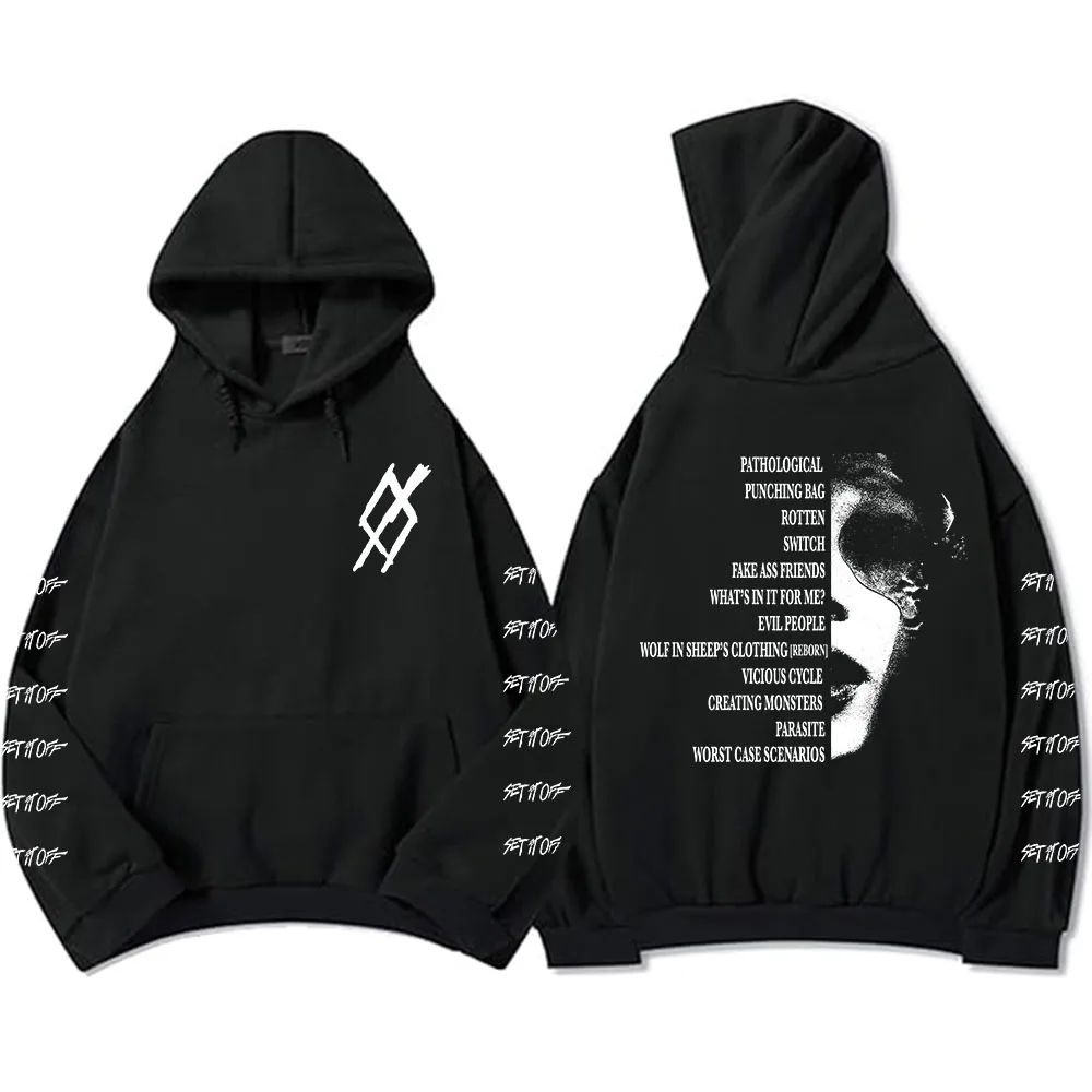 

SIO Album Tracklist Hoodie Rock Band Set It Off Sweatshirts Grunge Fashion Unisex Streetwear Hip Hop Grunge Male Sudaderas Mens