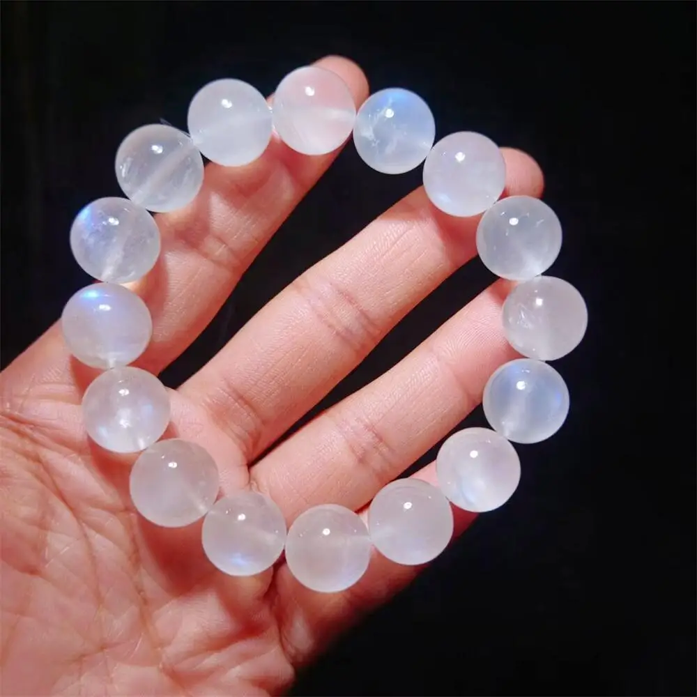 

13MM Natural Blue Moon Stone Bracelet Women Men Charms Crystal Healing Fengshui Fashion Jewelry Gift 1pcs