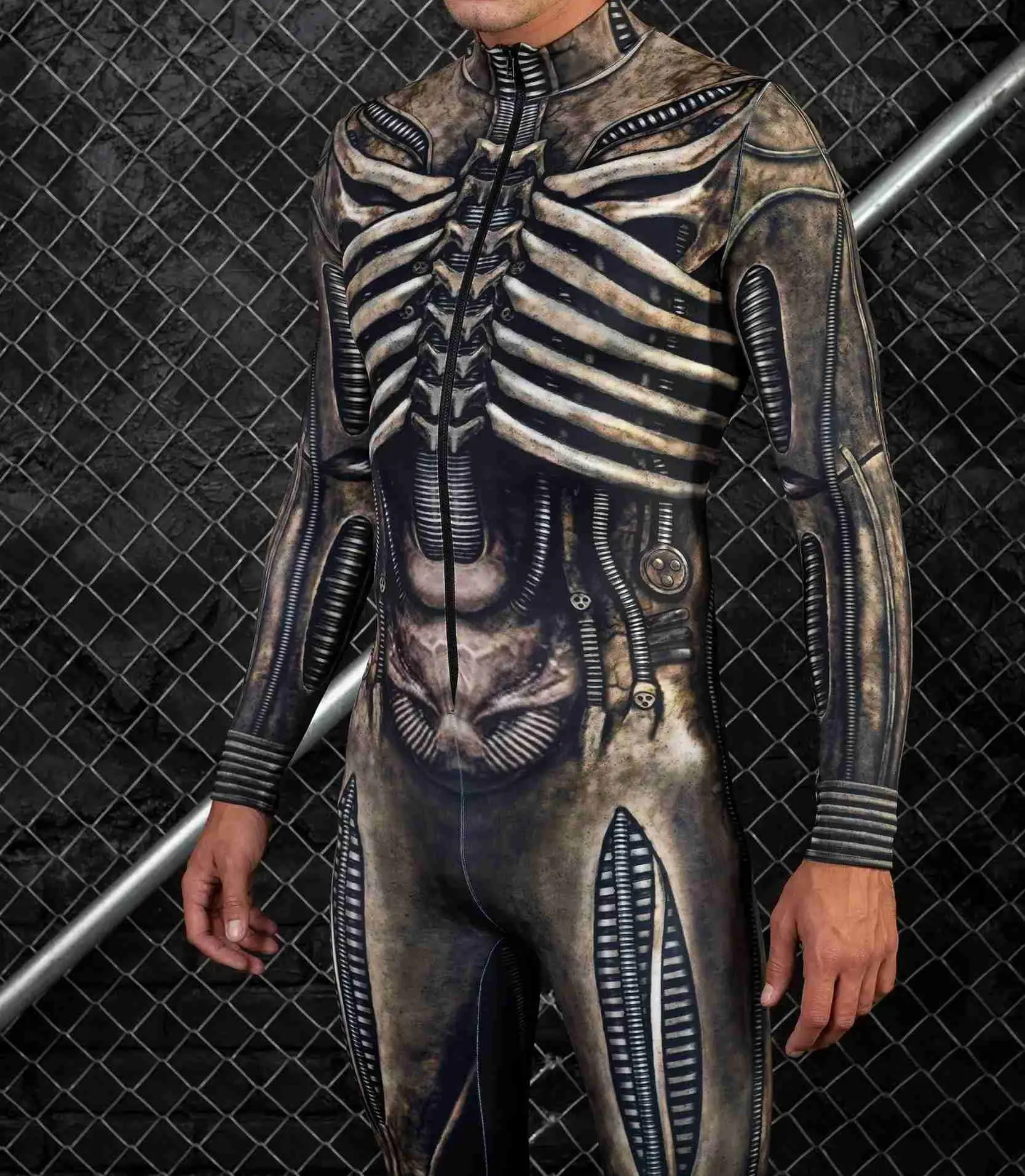 

Colorful Mechanical Muscle Tights Men Cyberpunk Cosplay Costume Bodysuit Party Festival Cycling Jumpsuit Clothes