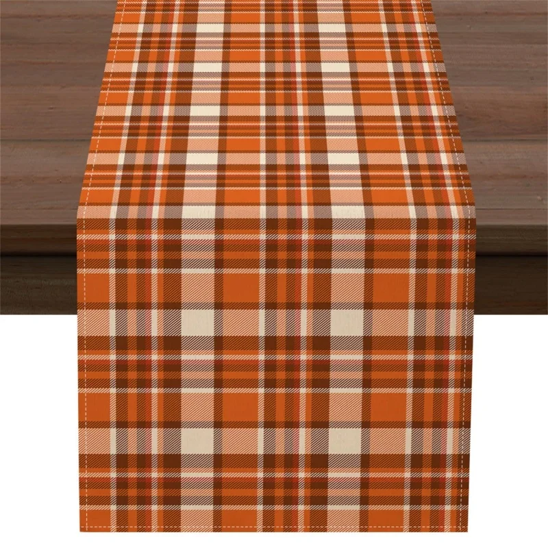 Autumn Thanksgiving Table Runner, Rust Orange Tablecloth, Harvest Decor for Home Kitchen Dining Room Party Decorations