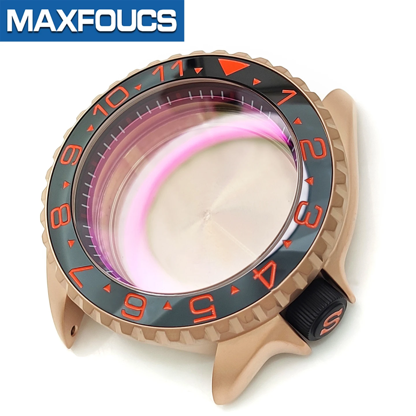 Mattes 3.8 SKX Roségold Uhrengehäuse Krone bei 4 Uhr Edelstahl-Finish MOD NH36 Saphirglas Lünette Kundenspezifische Teile – Detail 16